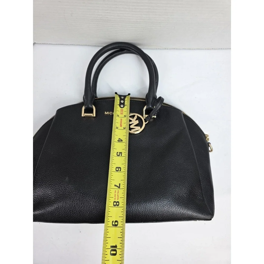 Michael Kors Maxine medium pebbled leather dome satchel in‎ black